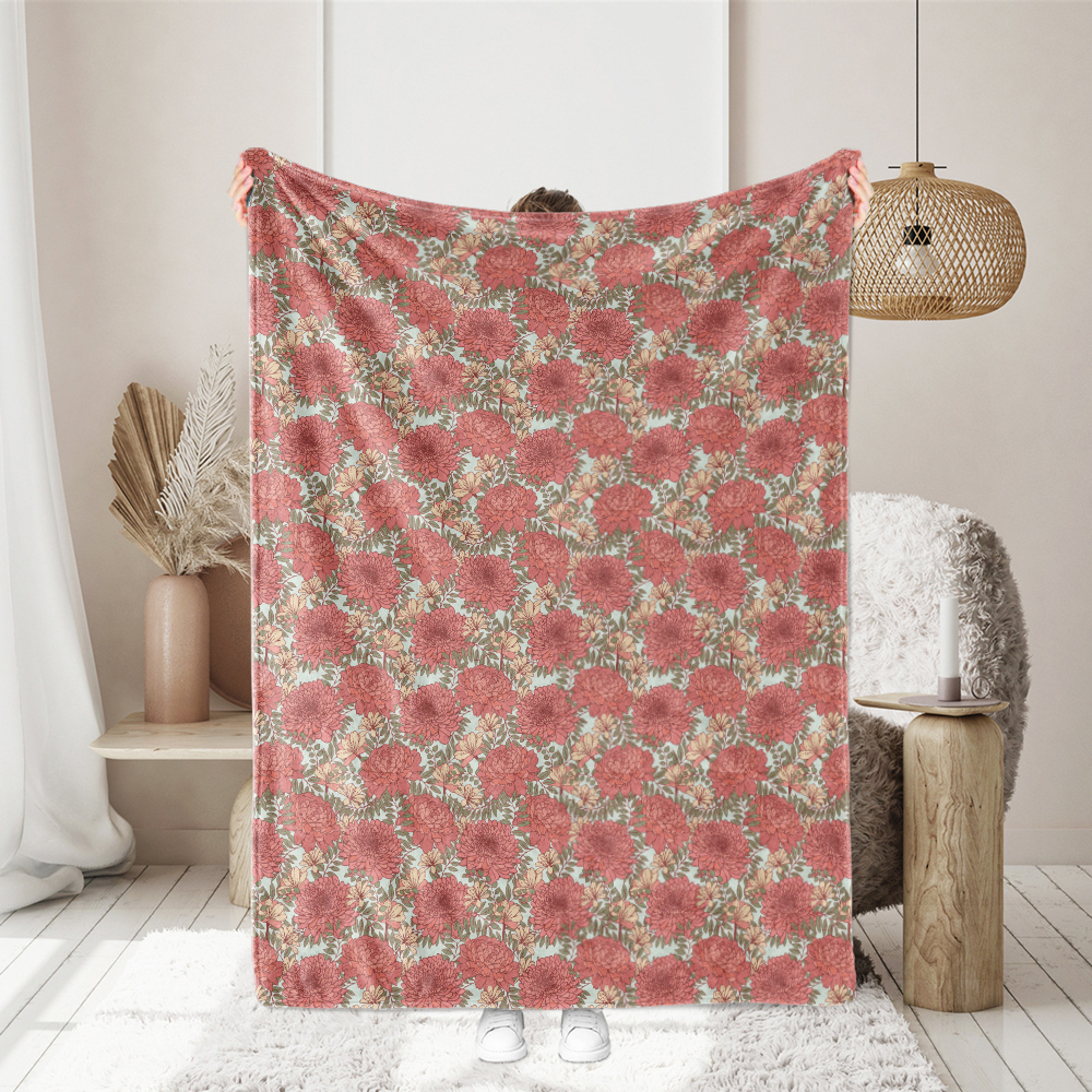 Throw Blanket – Refreshing Pastel Wildflower Background for Airy Bedrooms