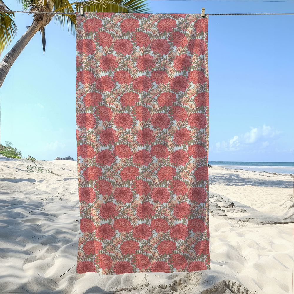 Beach Towel – Shabby Chic Wildflower Design for Boutique Resort Lounging