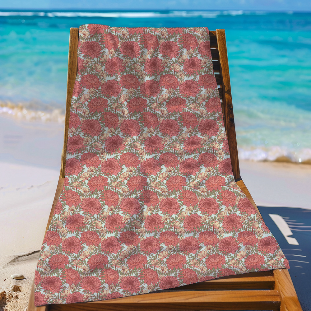 Beach Towel – Shabby Chic Wildflower Design for Boutique Resort Lounging