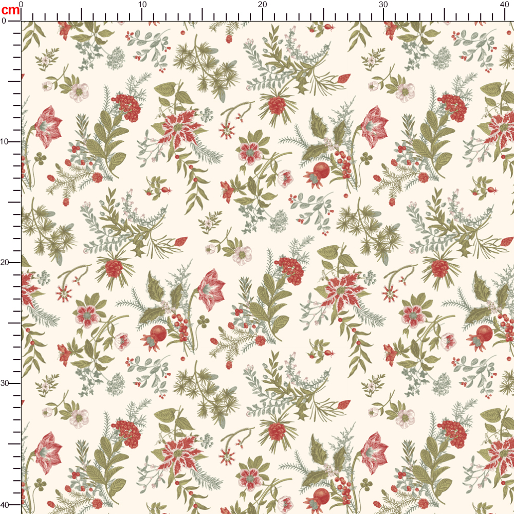Classic Christmas Winter Flora Fabric – Red & Green Textiles
