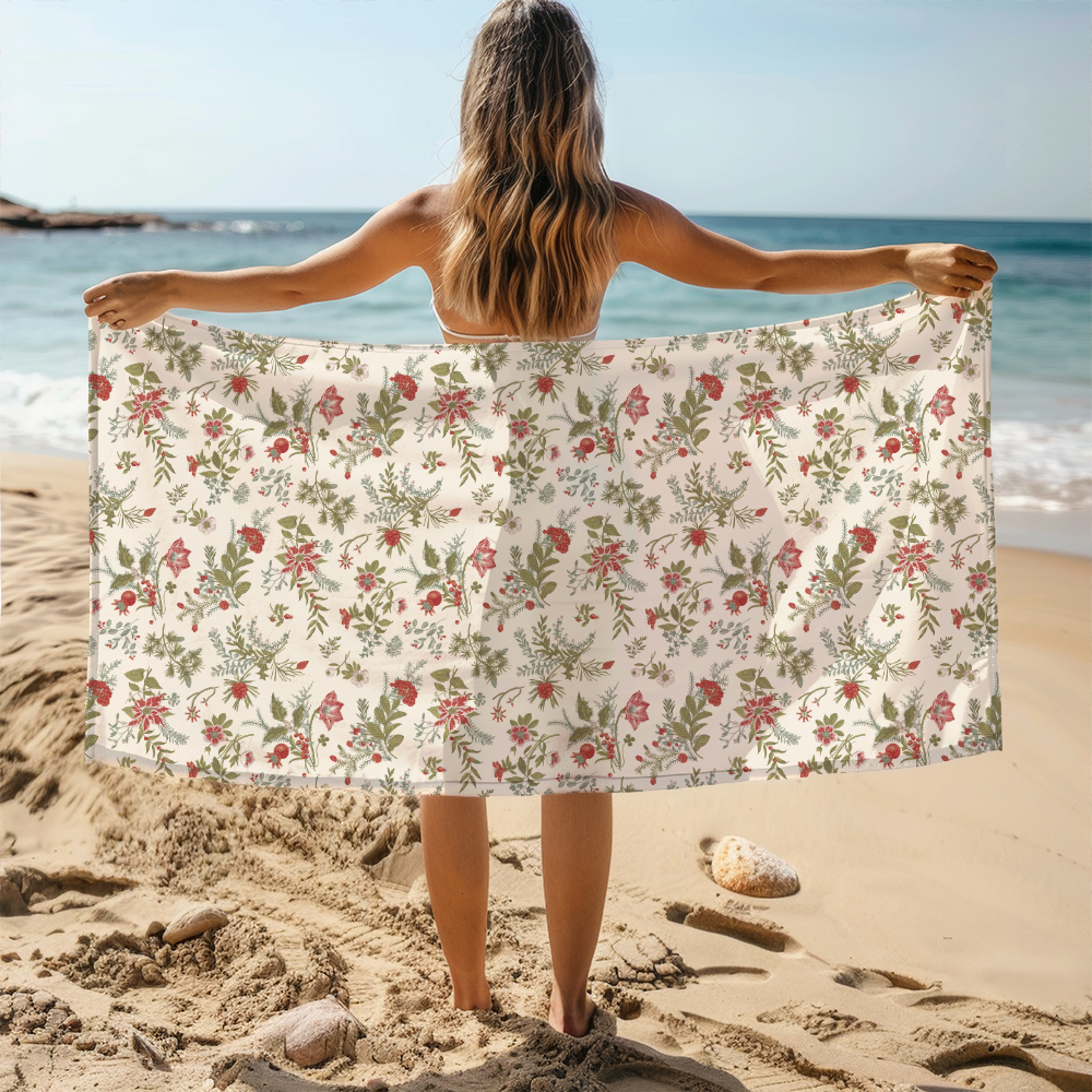 Beach Towel – Modern Graphic Winter Branch Design for Contemporary Coastal Trips