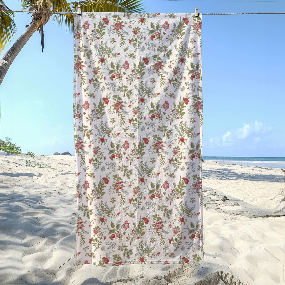 Beach Towel – Modern Graphic Winter Branch Design for Contemporary Coastal Trips