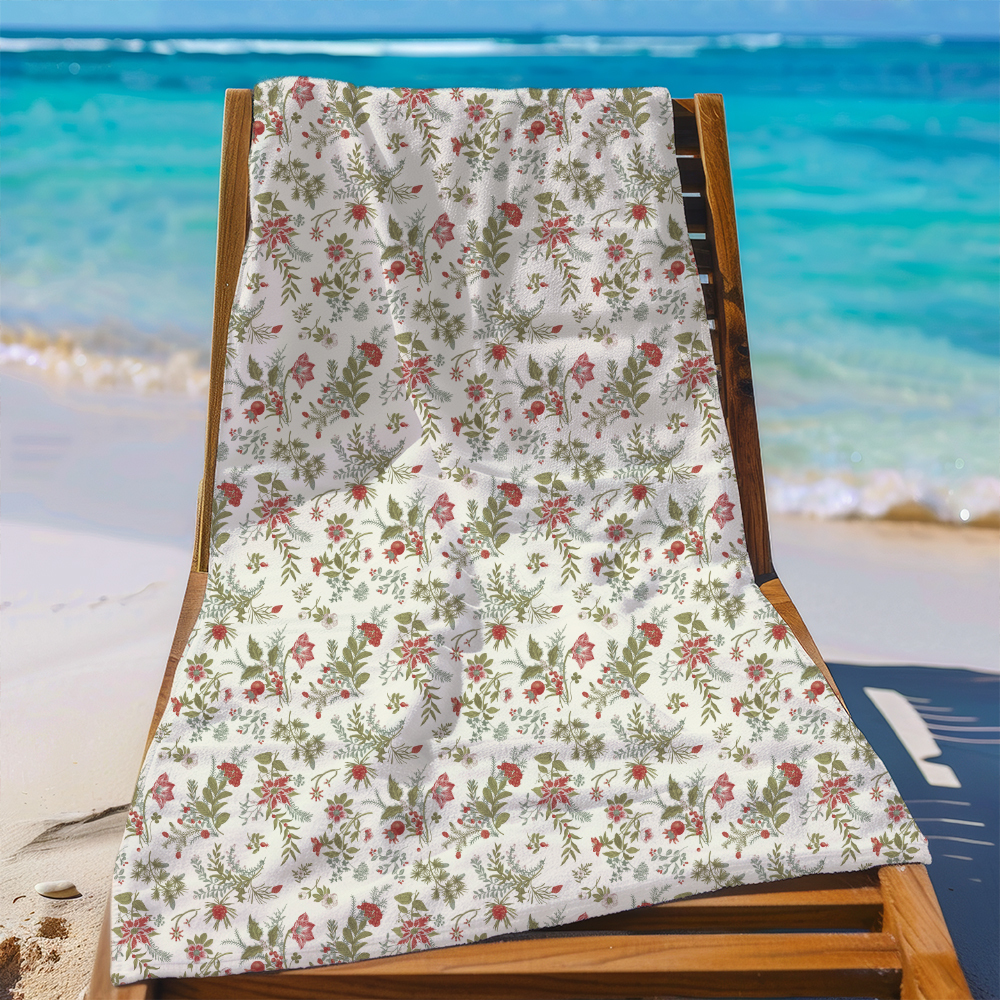 Beach Towel – Modern Graphic Winter Branch Design for Contemporary Coastal Trips