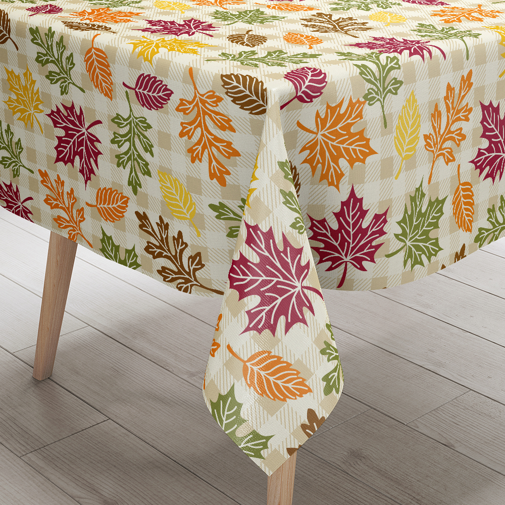 Tablecloth – Traditional British Countryside Style Leaf and Check Design