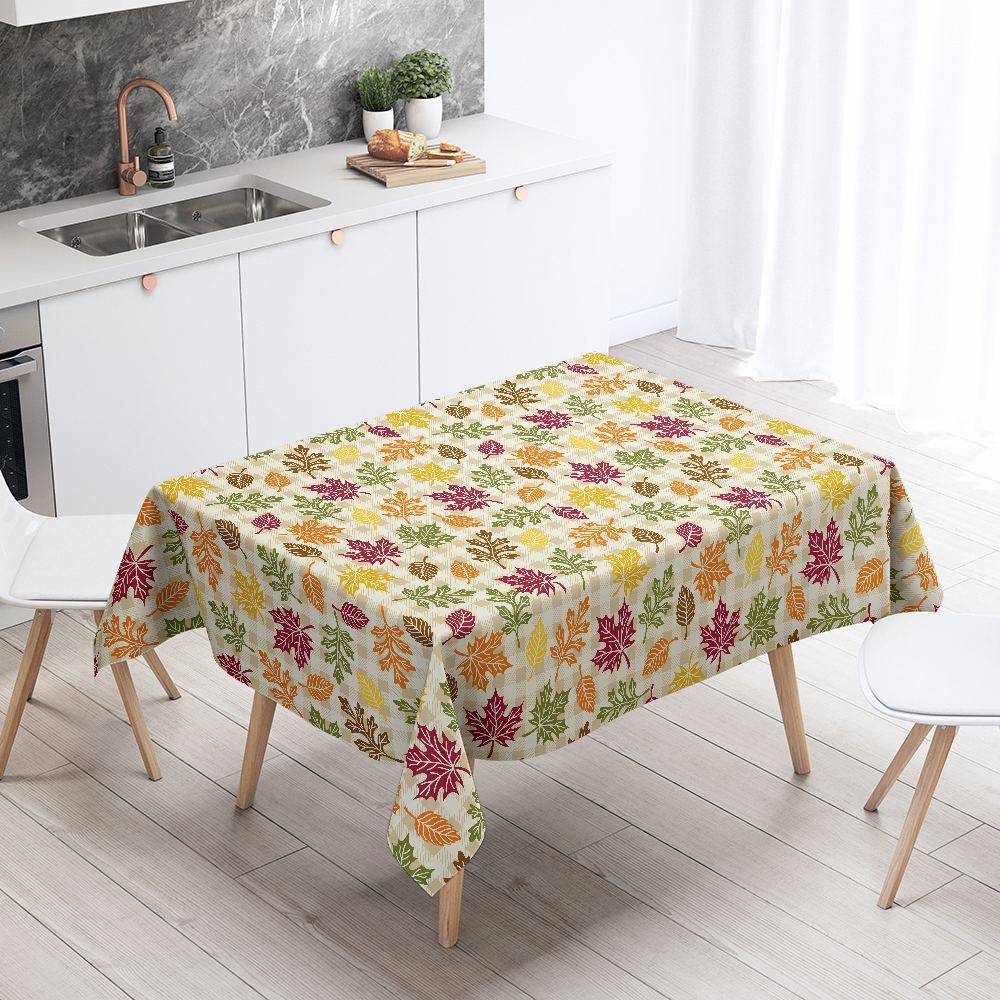 Tablecloth – Traditional British Countryside Style Leaf and Check Design