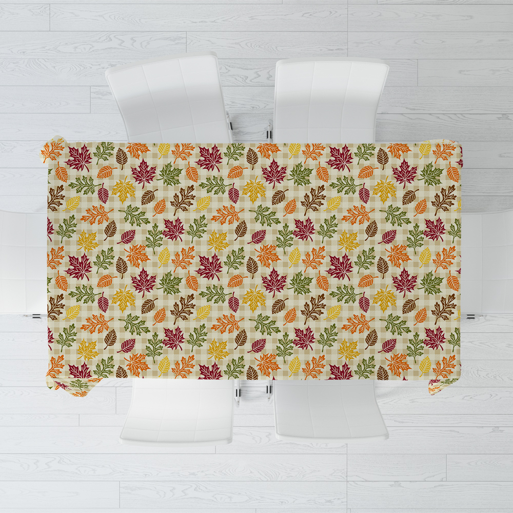 Tablecloth – Traditional British Countryside Style Leaf and Check Design