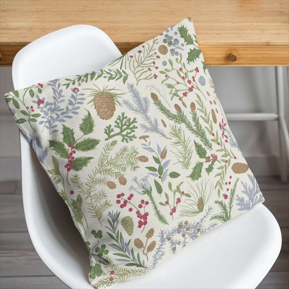 Throw Pillow – Vintage Christmas Botanical Print