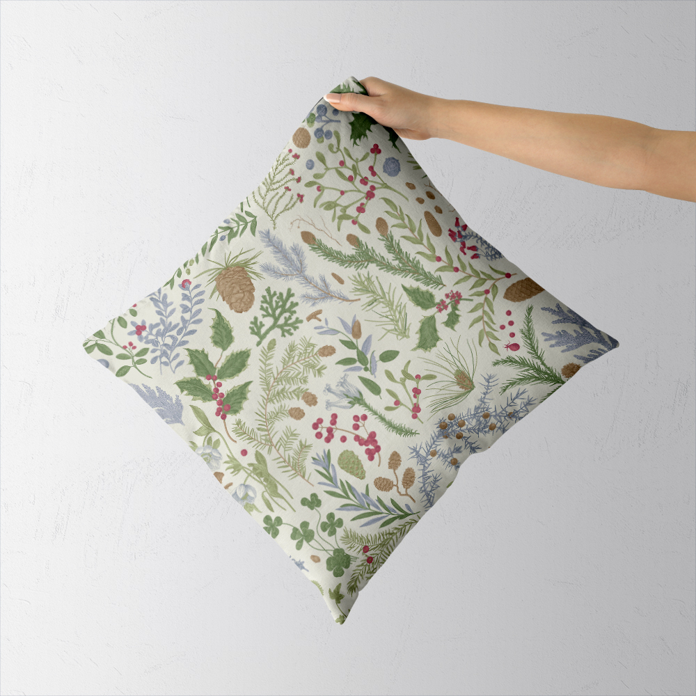 Throw Pillow – Vintage Christmas Botanical Print
