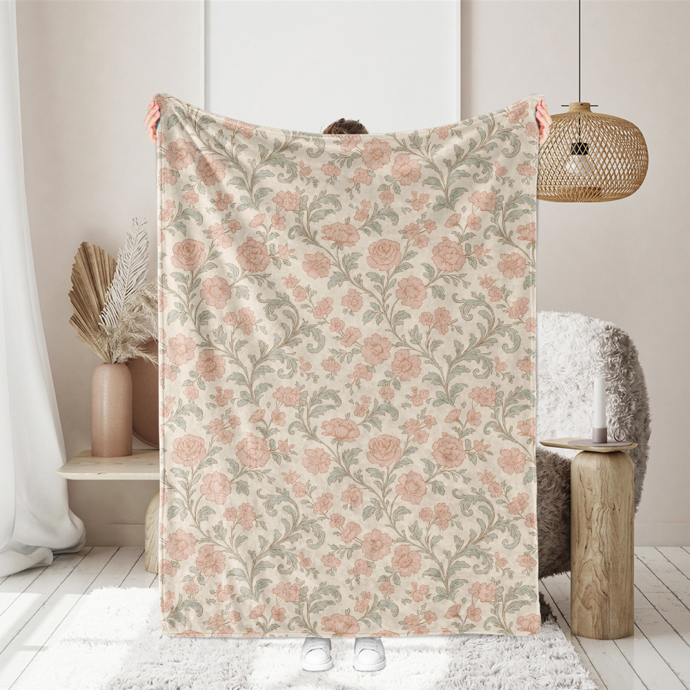 Pastel Toile de Jouy Fabric | Vintage Vector Floral Print