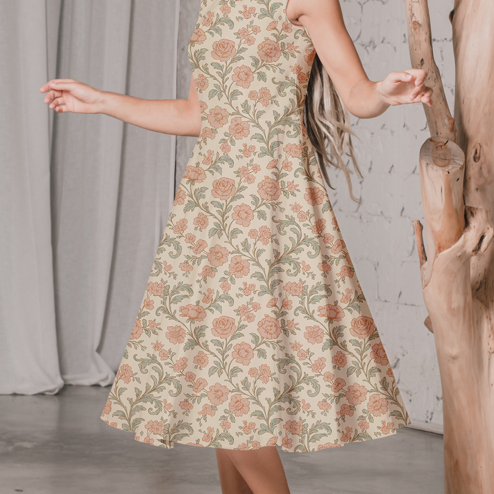 Pastel Toile de Jouy Fabric | Vintage Vector Floral Print