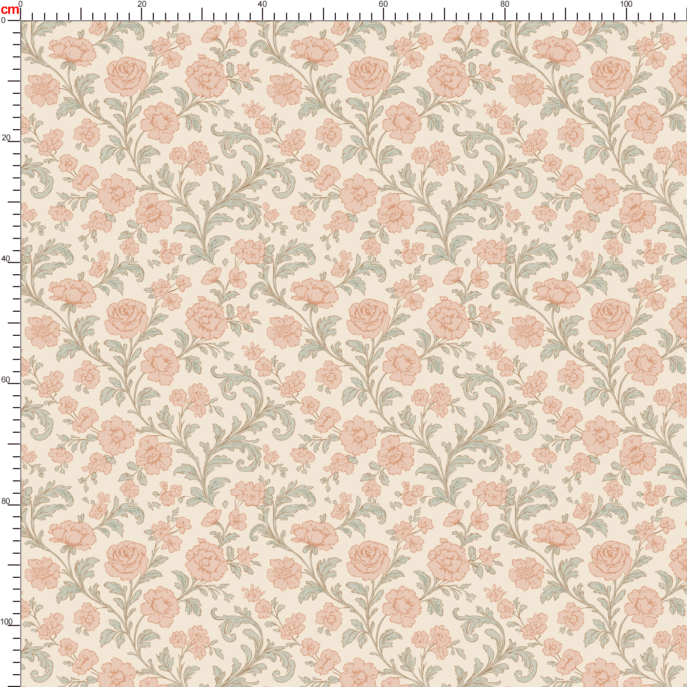 Pastel Toile de Jouy Fabric | Vintage Vector Floral Print
