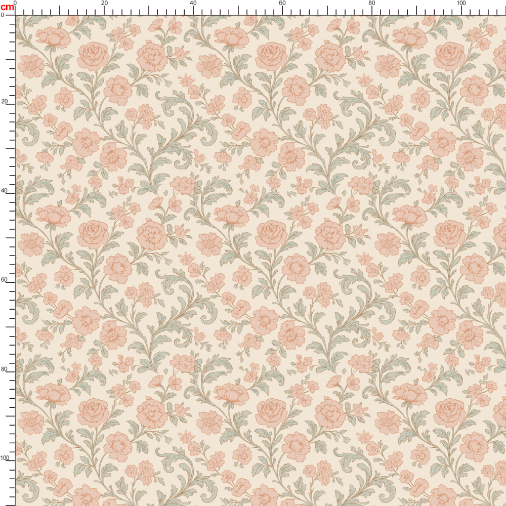 Pastel Toile de Jouy Fabric | Vintage Vector Floral Print