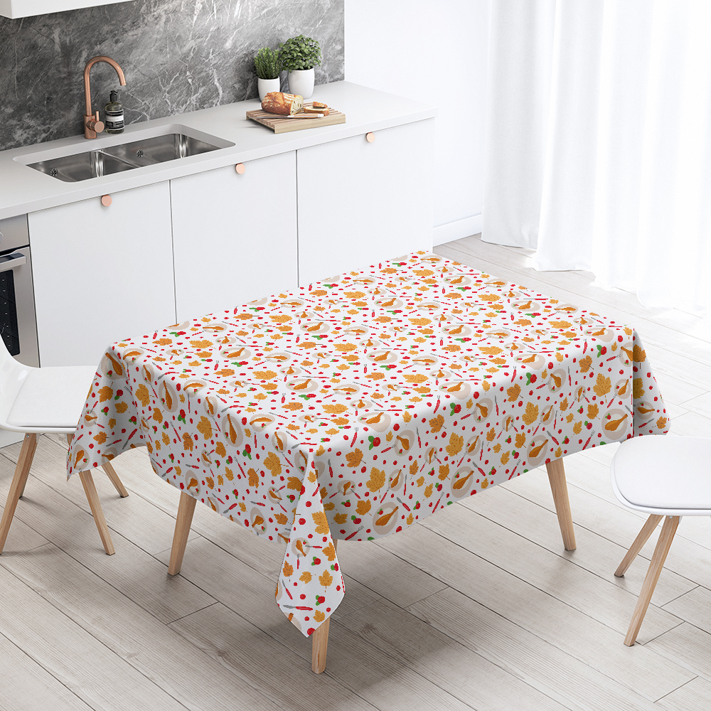 Tablecloth – Country Chic Thanksgiving Decor featuring Hand-Drawn Holiday Icons