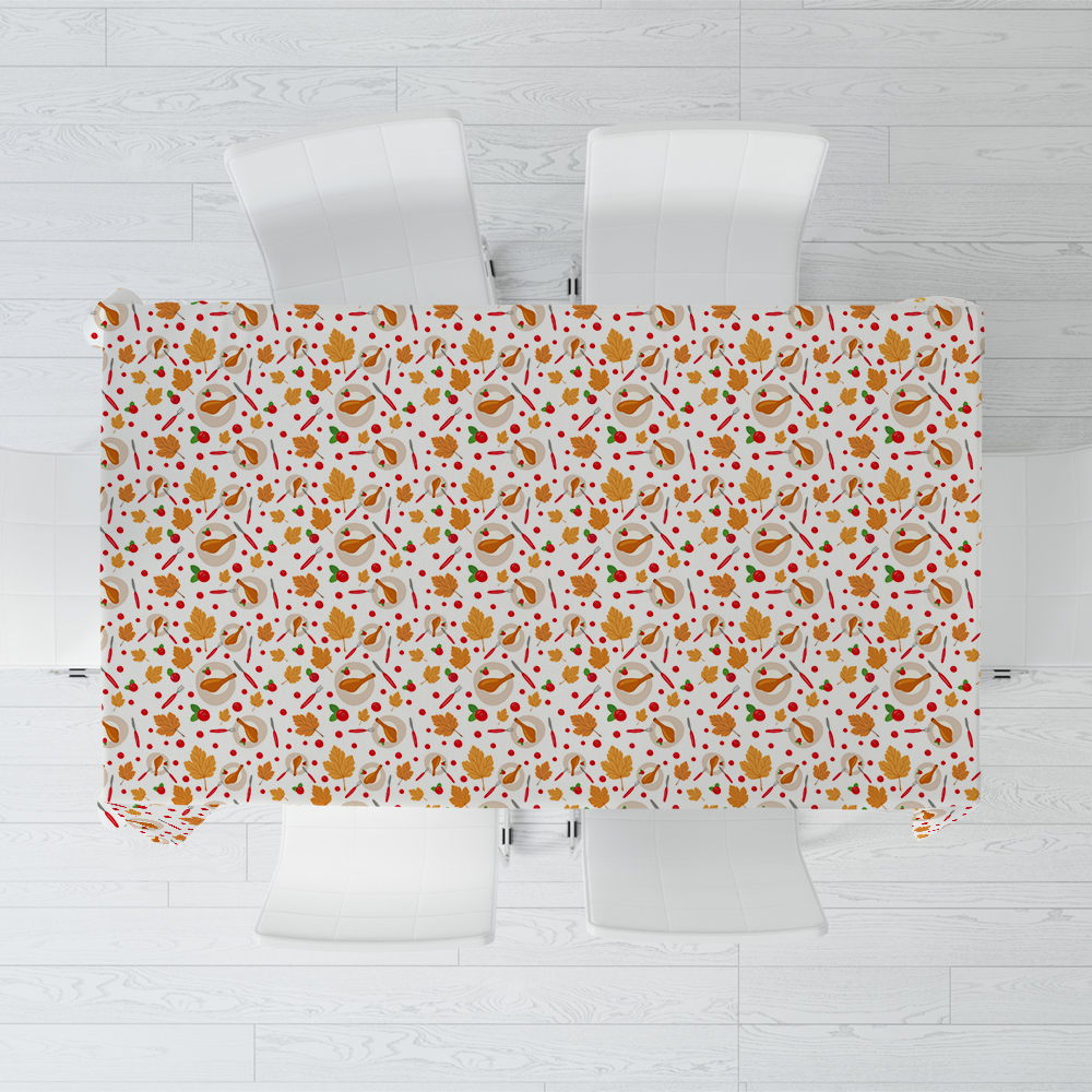 Tablecloth – Country Chic Thanksgiving Decor featuring Hand-Drawn Holiday Icons