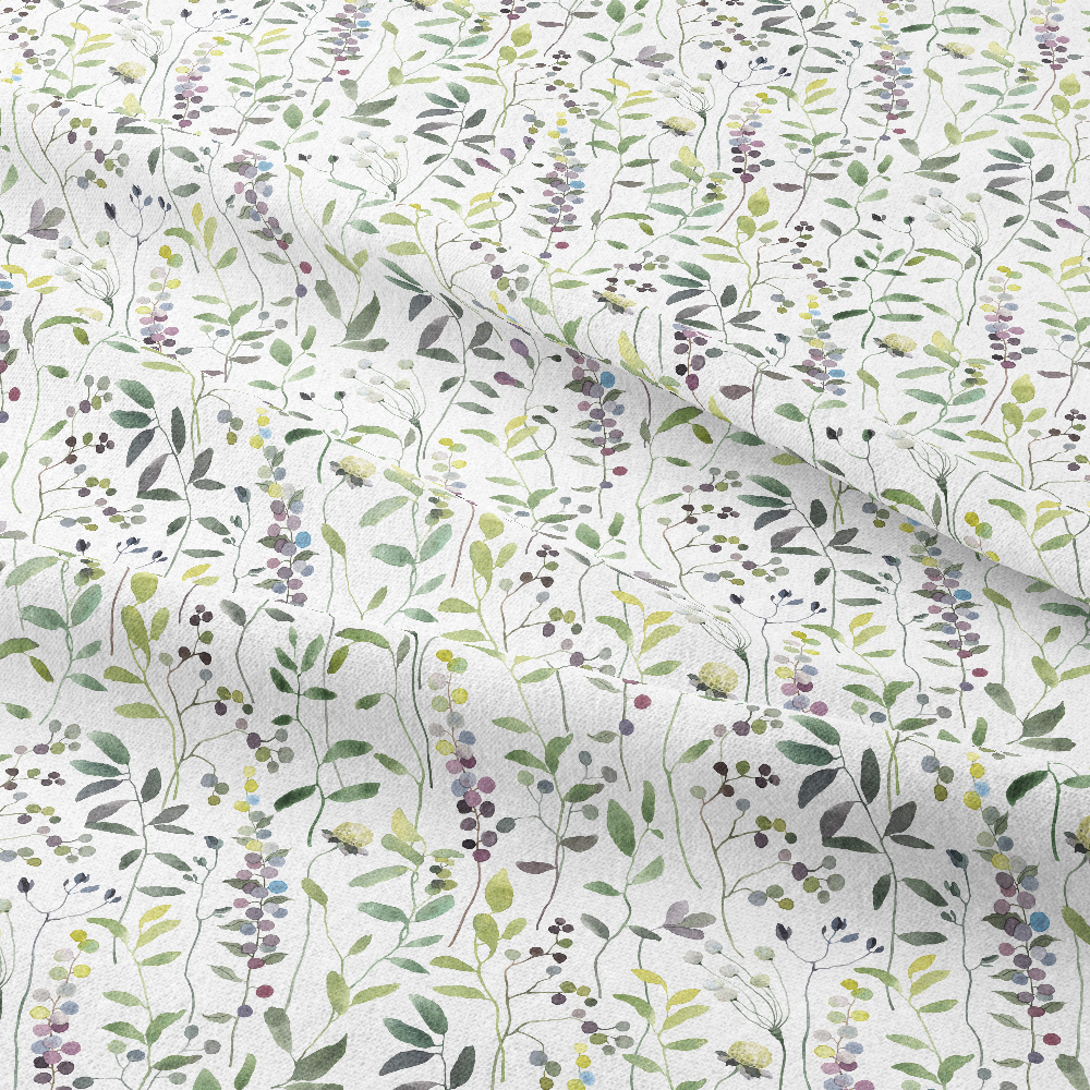 Hand-Drawn Watercolor Berries & Plants – Custom Botanical Fabrics