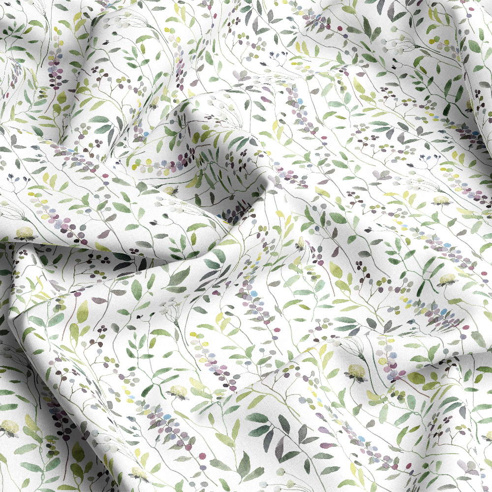 Hand-Drawn Watercolor Berries & Plants – Custom Botanical Fabrics