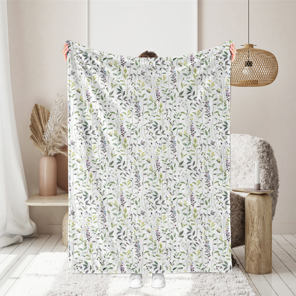 Hand-Drawn Watercolor Berries & Plants – Custom Botanical Fabrics