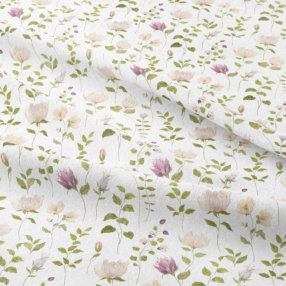 Hand-Painted Watercolor Floral & Foliage – Custom Botanical Fabrics