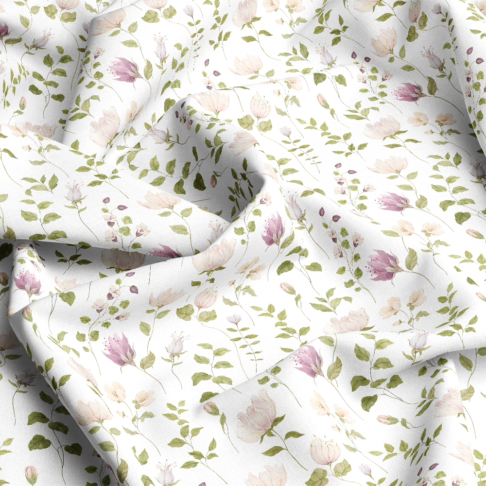 Hand-Painted Watercolor Floral & Foliage – Custom Botanical Fabrics