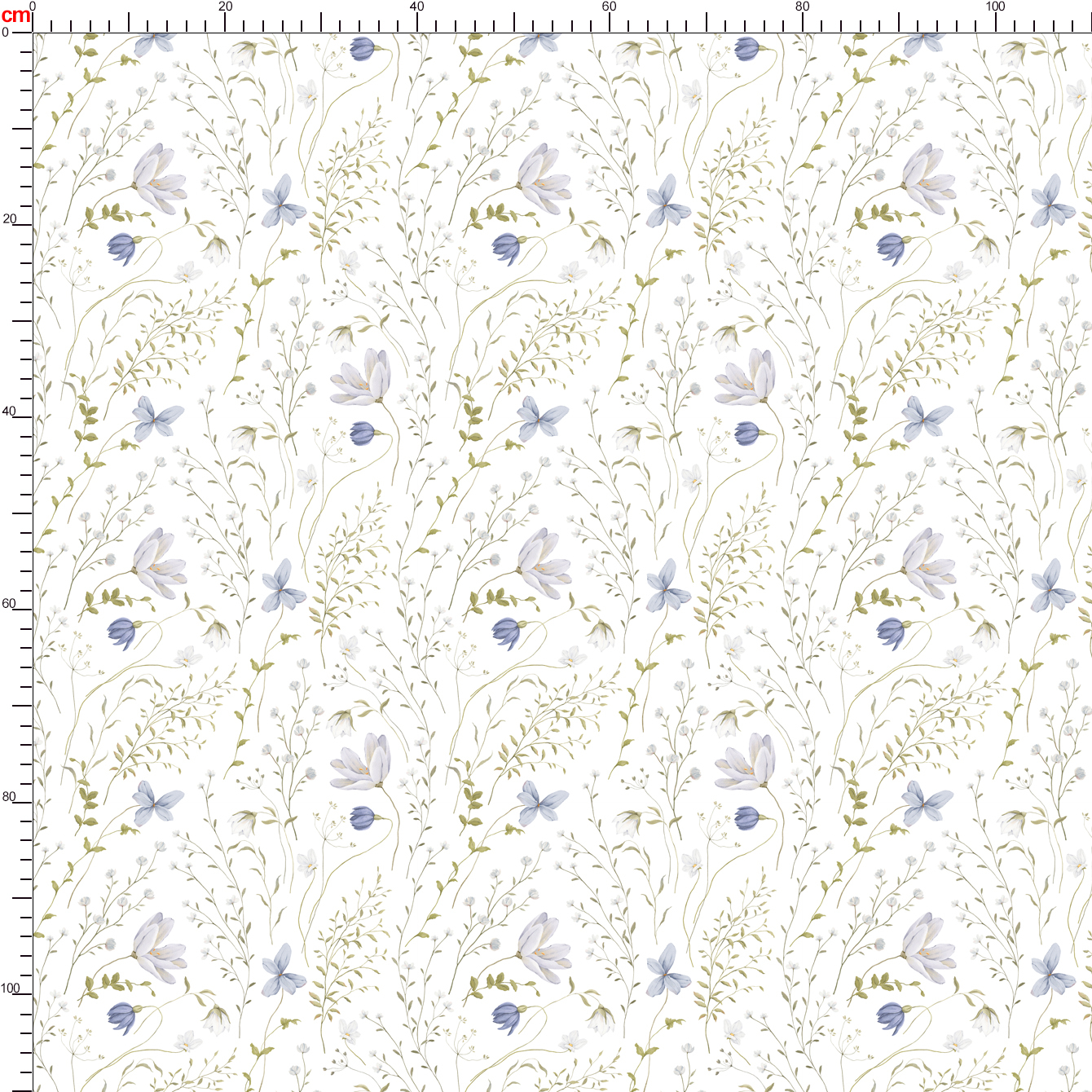 Delicate Blue & White Wildflower Watercolor – Custom Print Fabrics