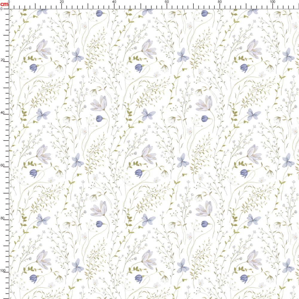 Delicate Blue & White Wildflower Watercolor – Custom Print Fabrics