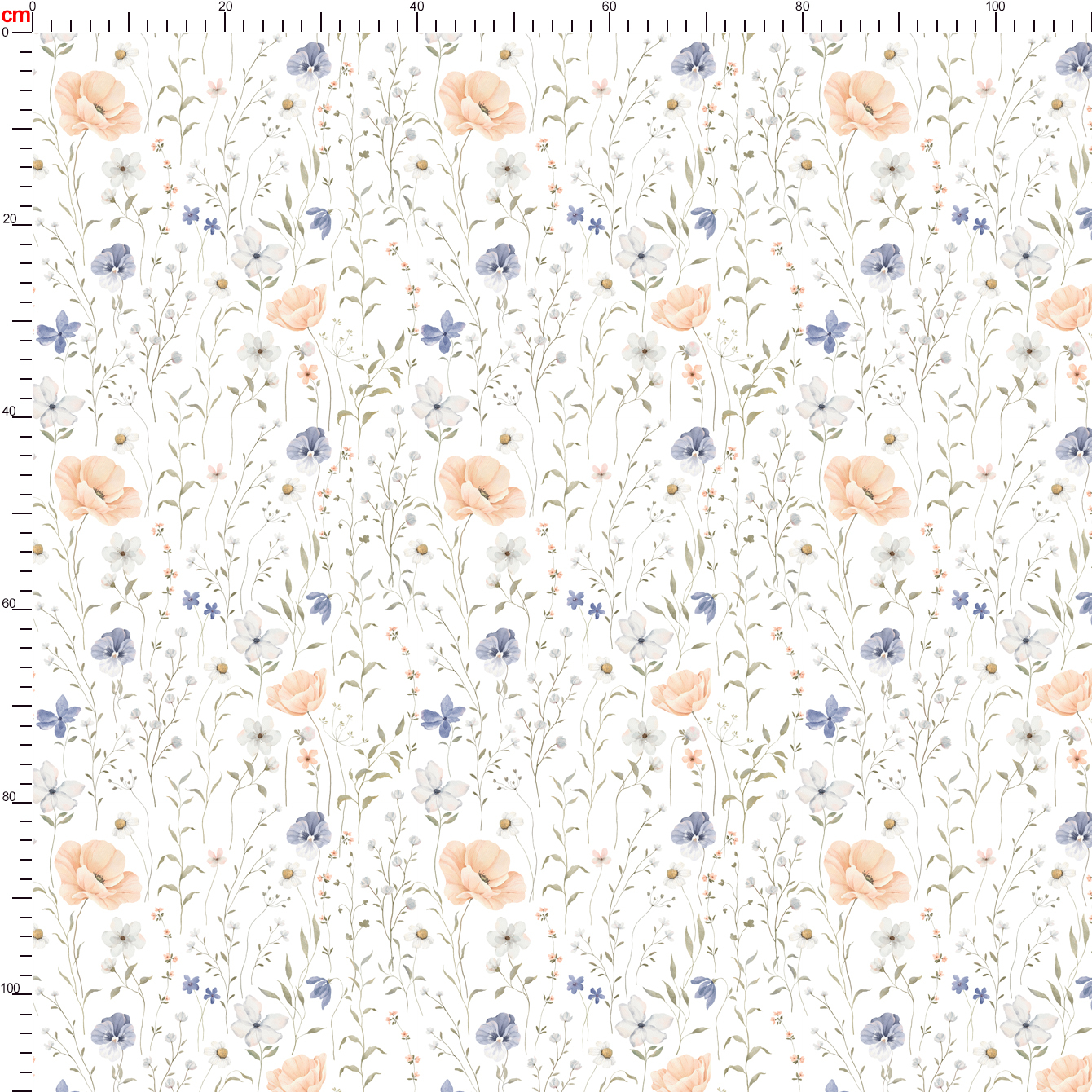 Delicate Watercolor Poppy & Wildflower Pattern – Custom Fabrics