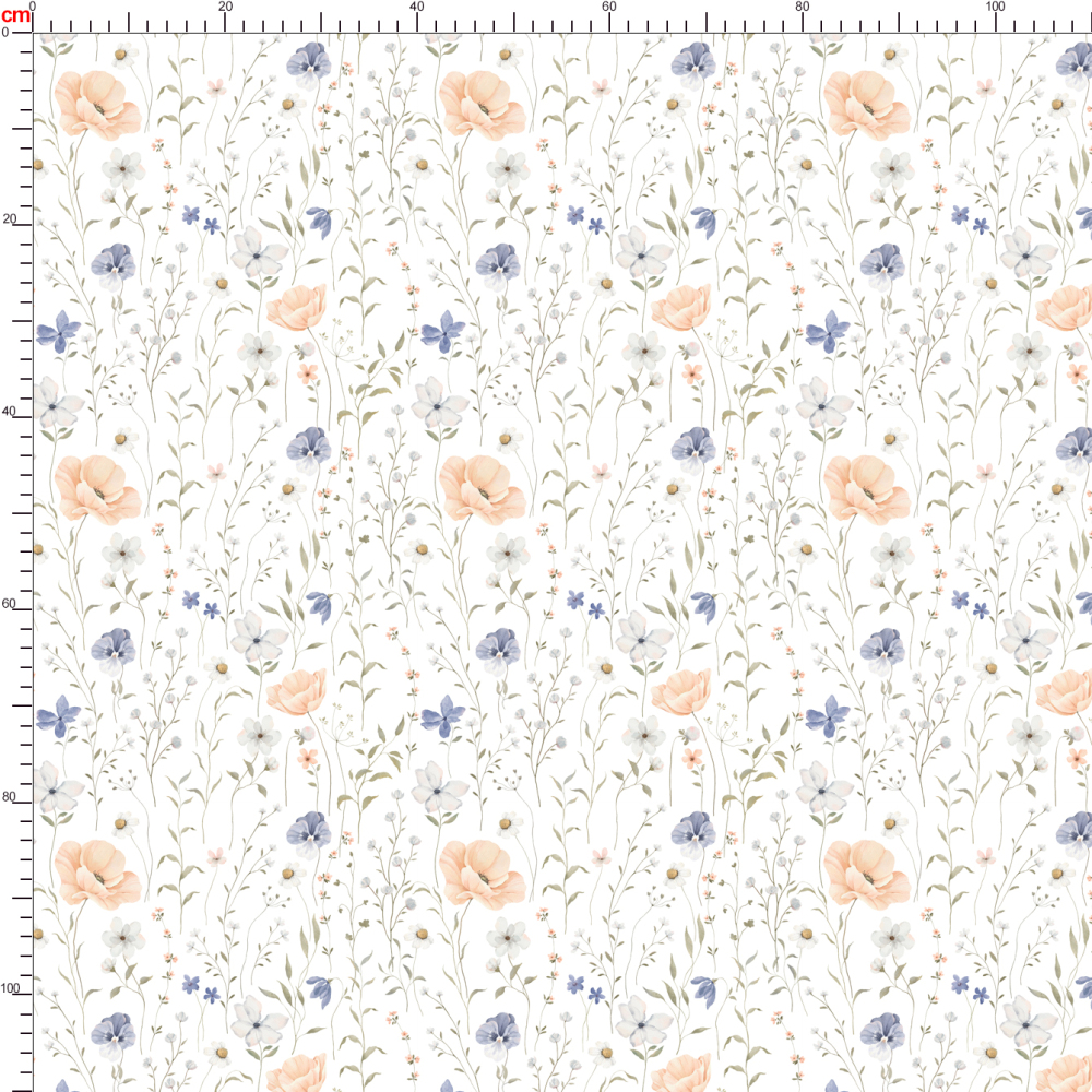 Delicate Watercolor Poppy & Wildflower Pattern – Custom Fabrics