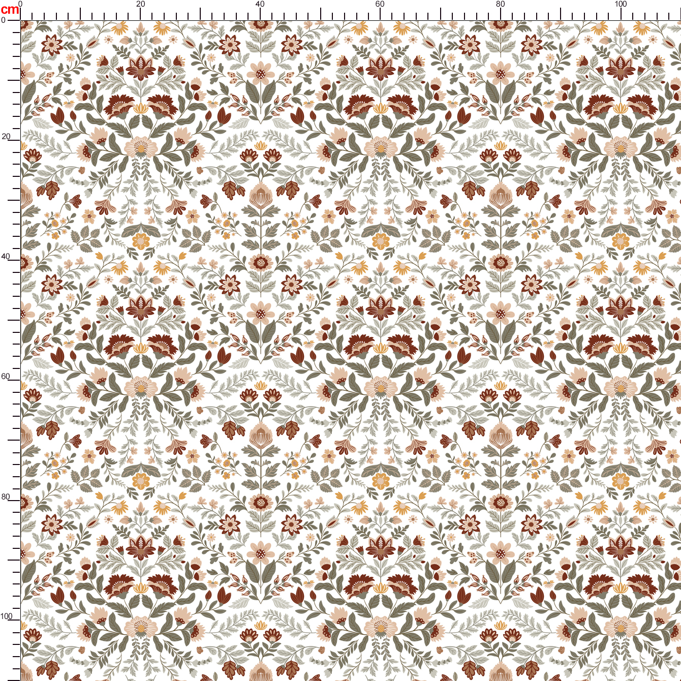 Folk Art Floral Pattern on Dark Base – Custom Print Fabrics