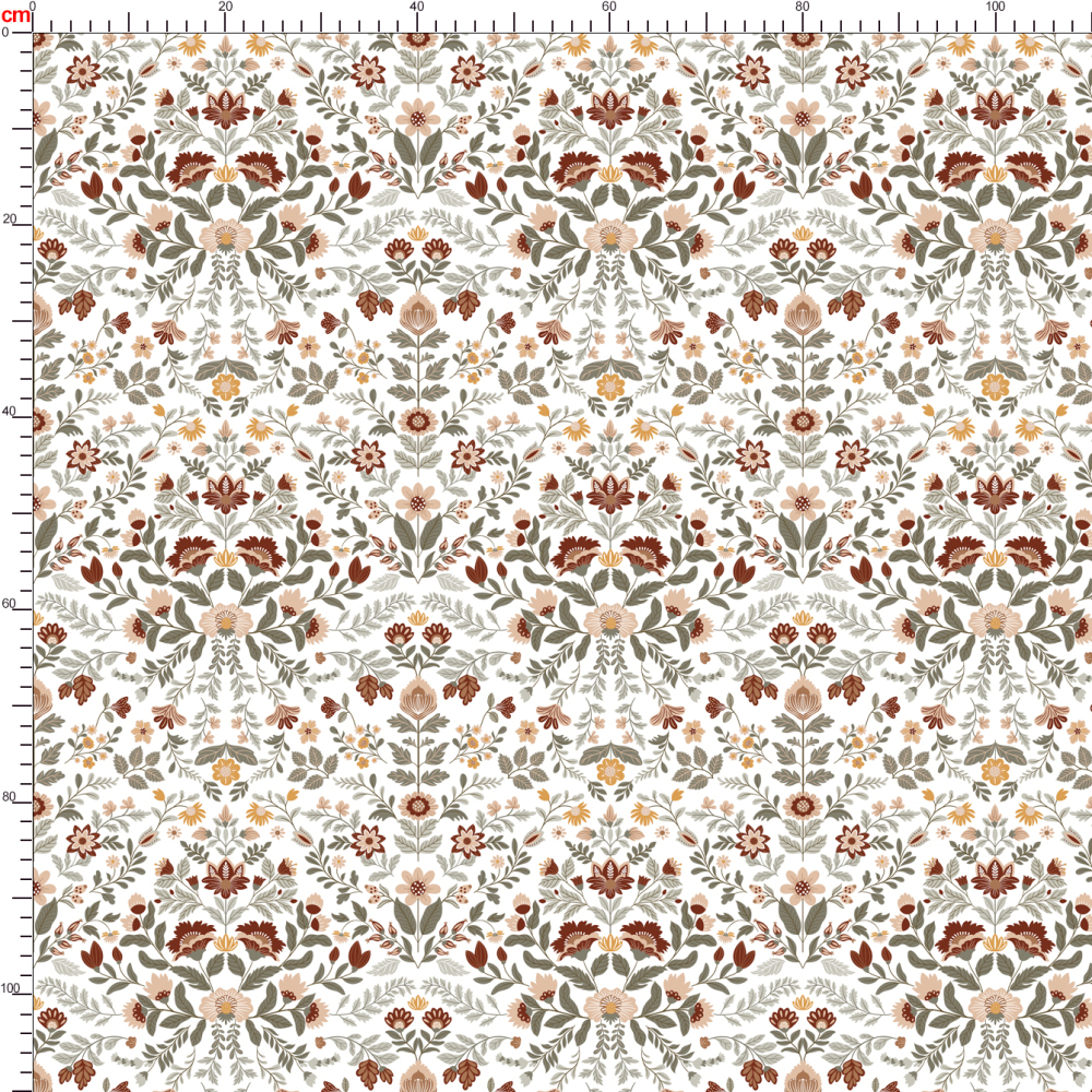 Folk Art Floral Pattern on Dark Base – Custom Print Fabrics