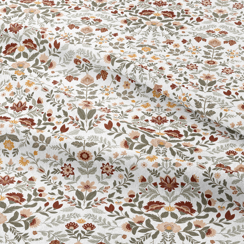 Folk Art Floral Pattern on Dark Base – Custom Print Fabrics