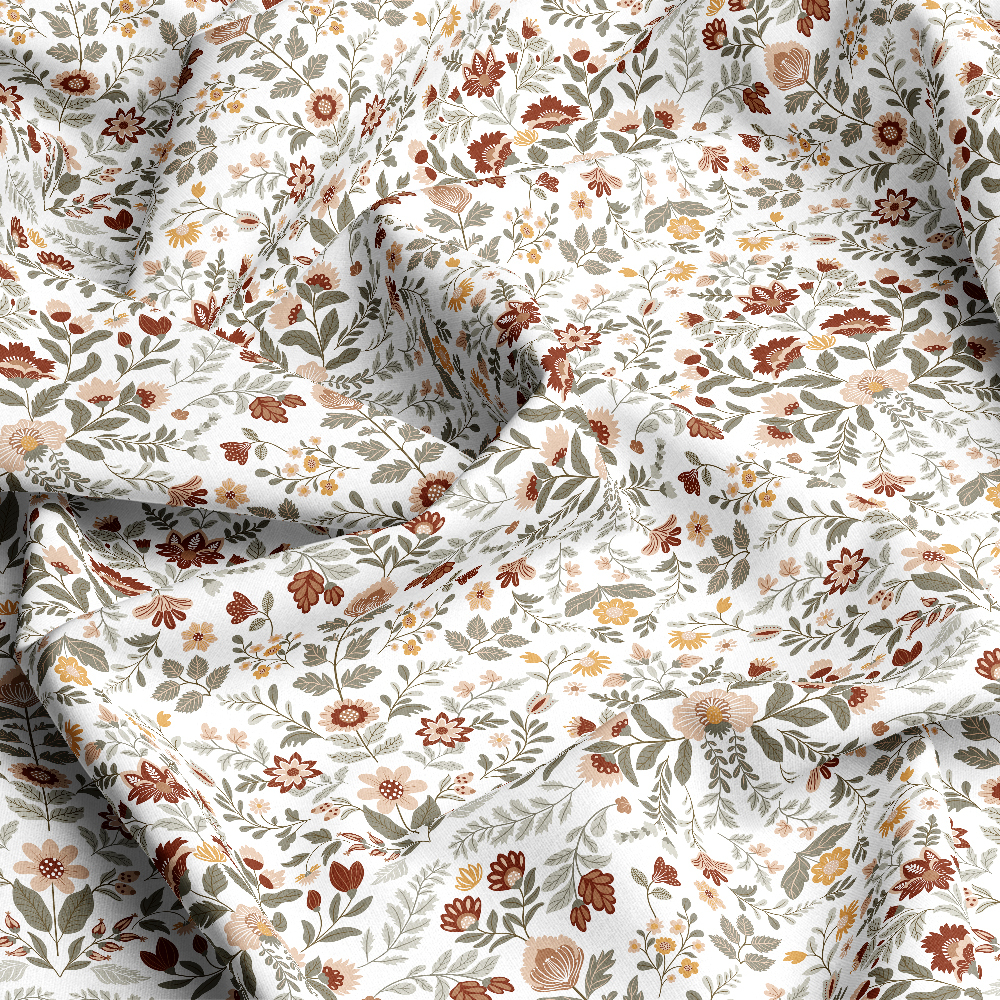 Folk Art Floral Pattern on Dark Base – Custom Print Fabrics
