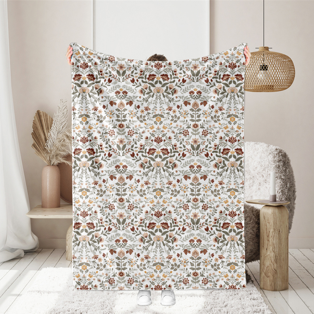 Folk Art Floral Pattern on Dark Base – Custom Print Fabrics