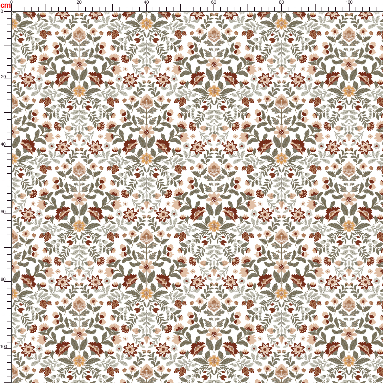 Modern Folk Floral Pattern on White – Custom Vector Fabrics