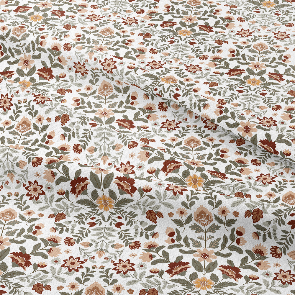 Modern Folk Floral Pattern on White – Custom Vector Fabrics