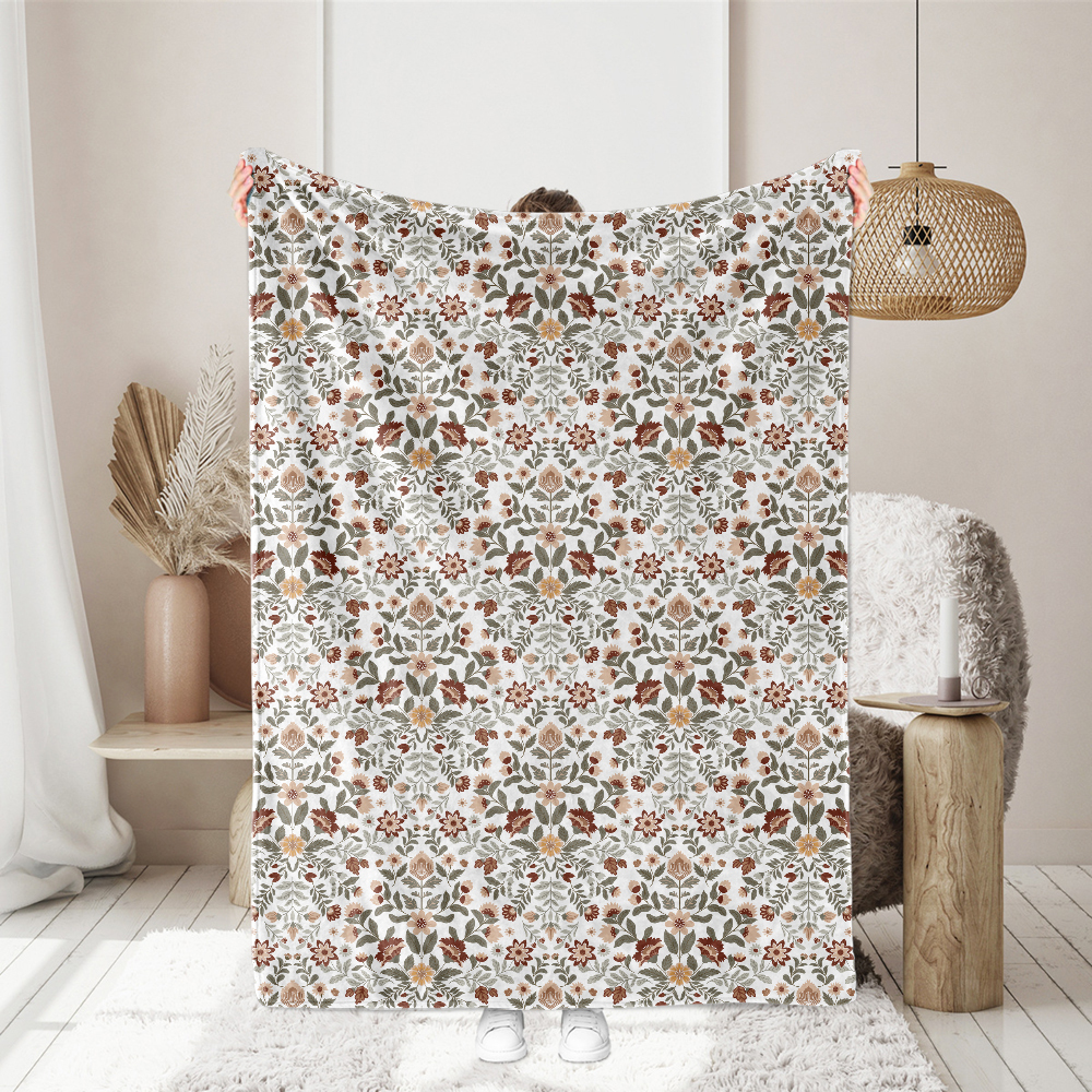 Modern Folk Floral Pattern on White – Custom Vector Fabrics