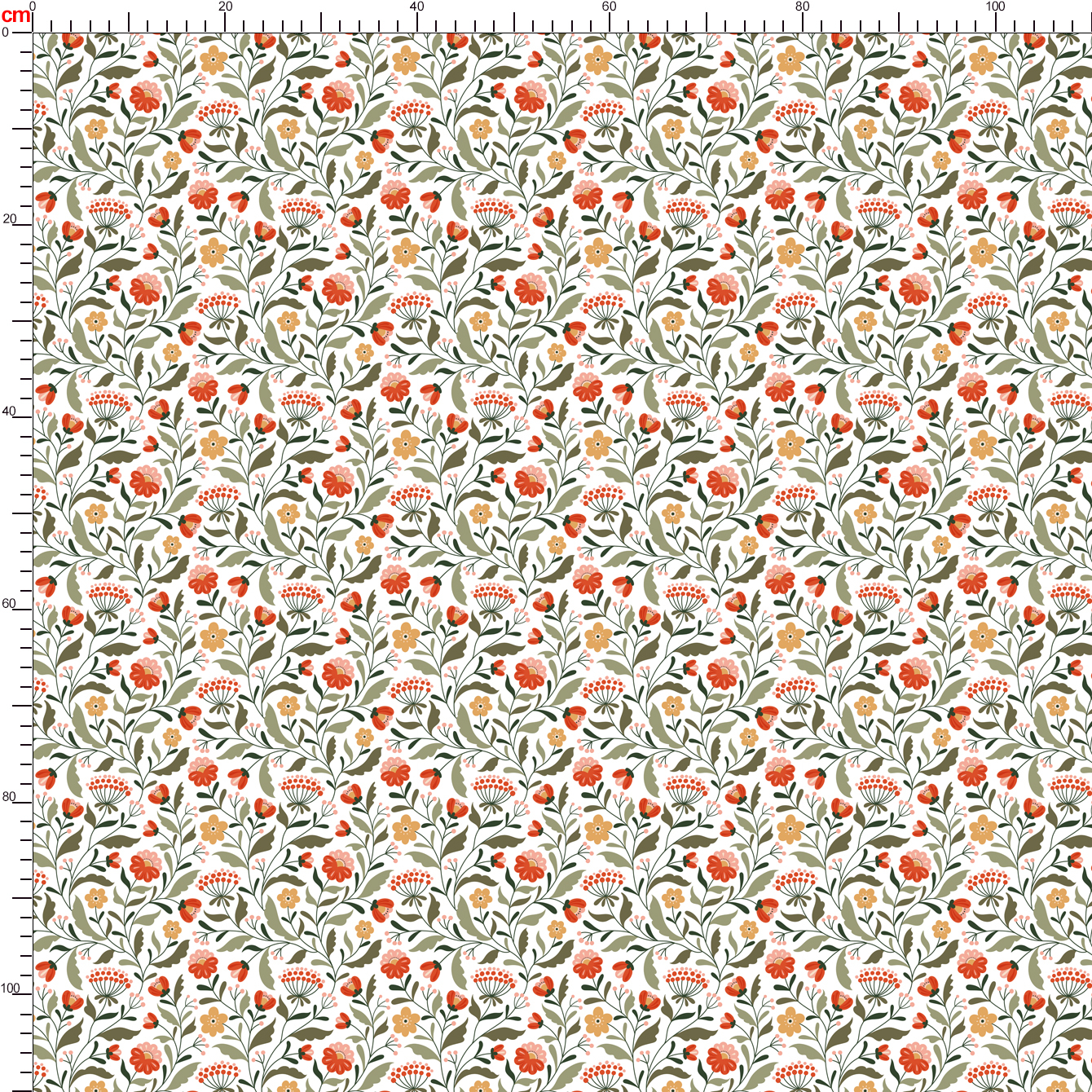 Hand-Drawn Stylized Floral & Berry Pattern – Custom Fabrics