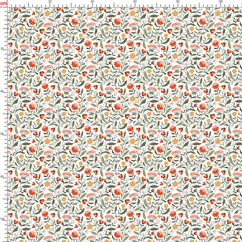 Hand-Drawn Stylized Floral & Berry Pattern – Custom Fabrics