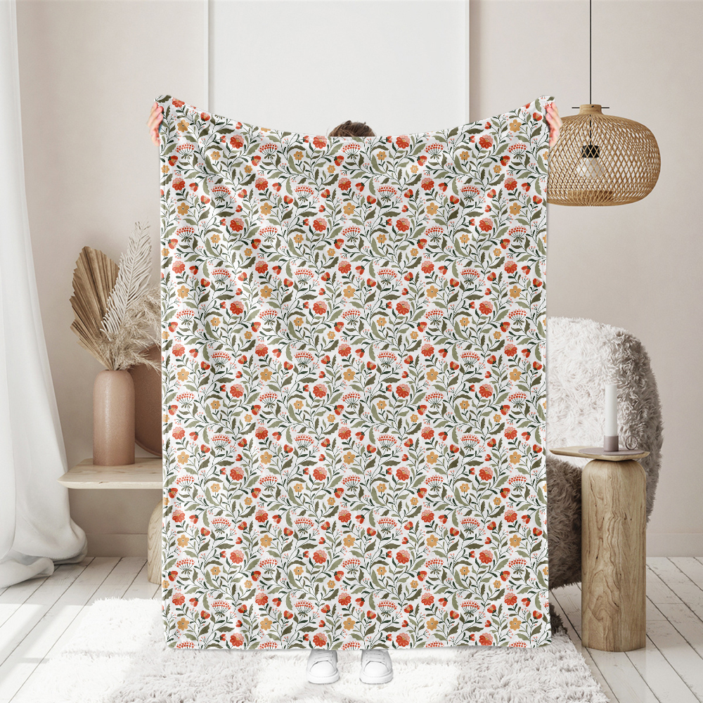Hand-Drawn Stylized Floral & Berry Pattern – Custom Fabrics