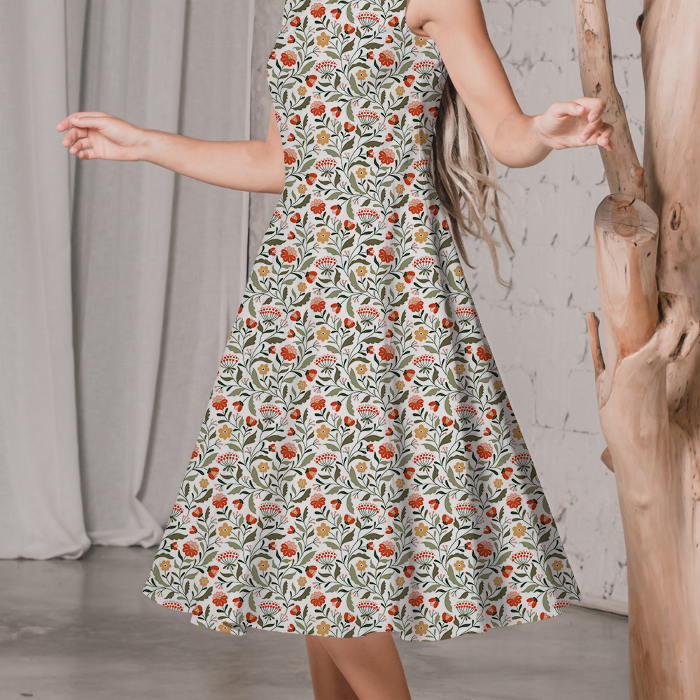 Hand-Drawn Stylized Floral & Berry Pattern – Custom Fabrics