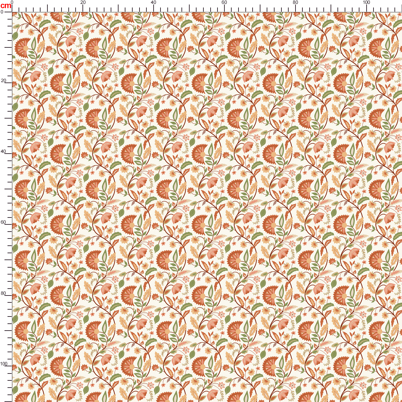 Hand-Drawn Boho Floral Damask Pattern – Morris Style Fabrics