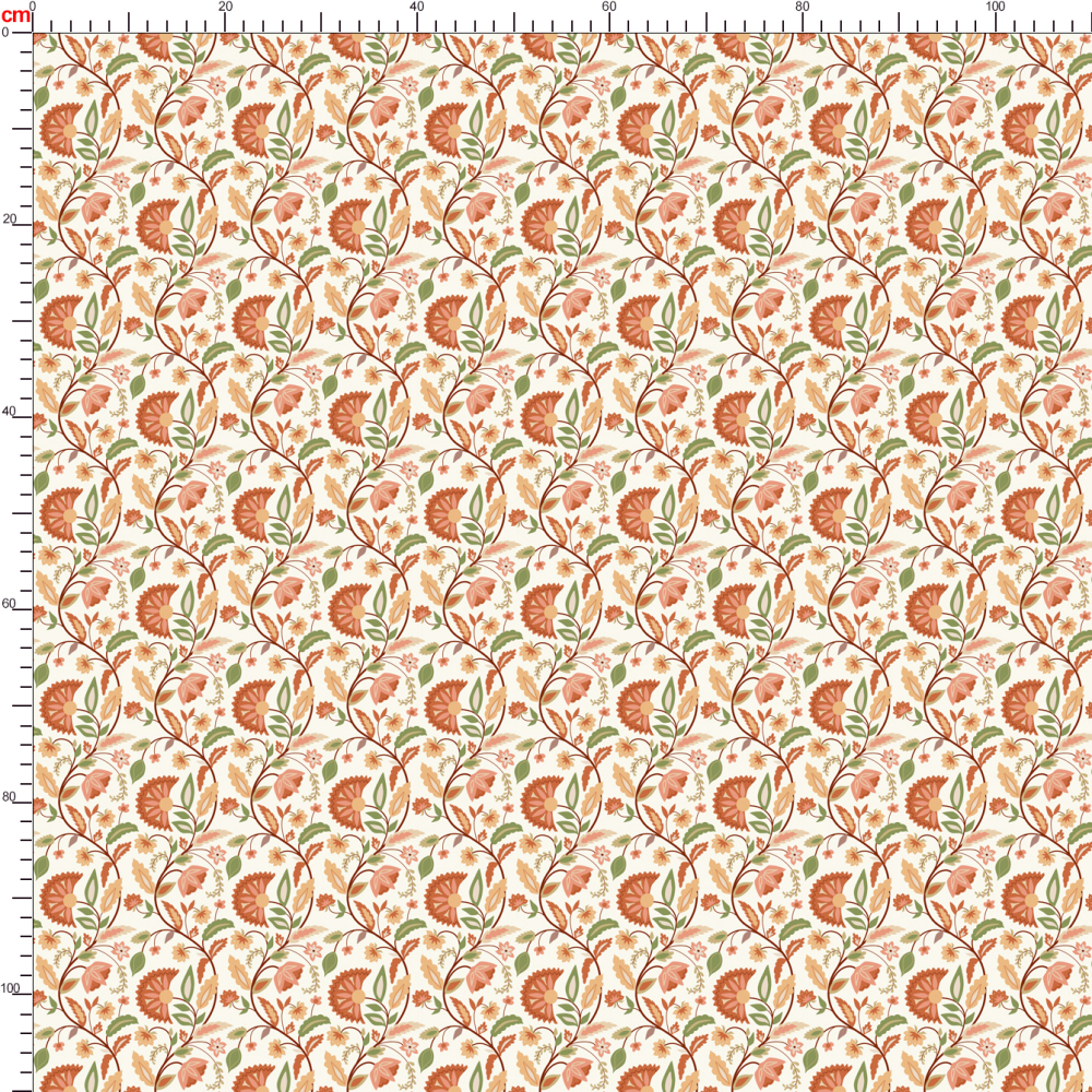 Hand-Drawn Boho Floral Damask Pattern – Morris Style Fabrics