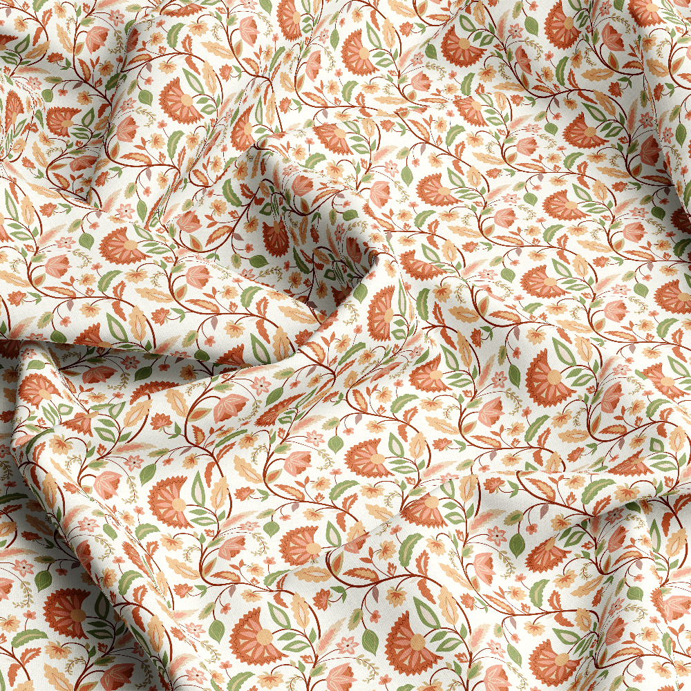 Hand-Drawn Boho Floral Damask Pattern – Morris Style Fabrics