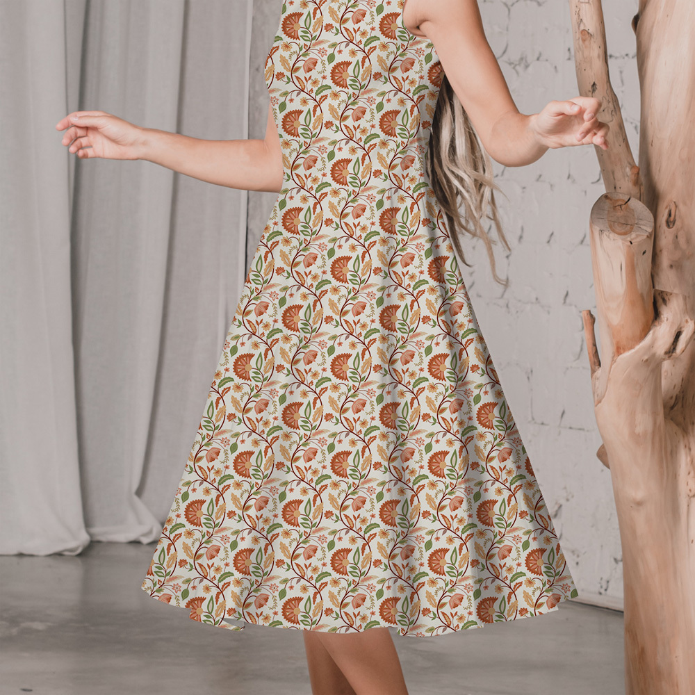 Hand-Drawn Boho Floral Damask Pattern – Morris Style Fabrics