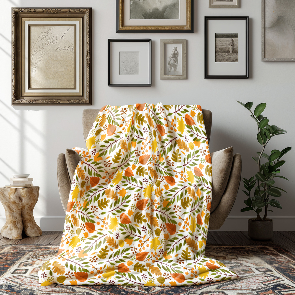 Throw Blanket – Golden Autumn Yellow Orange Leaves