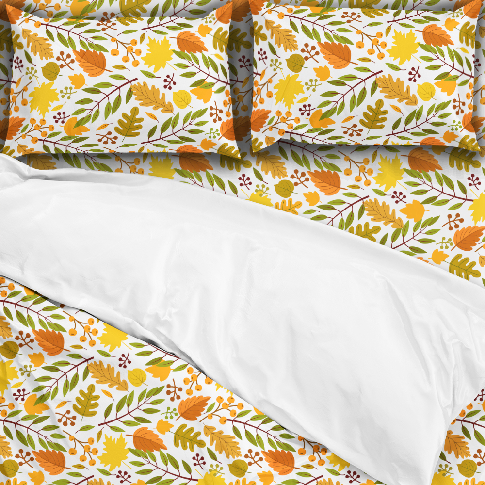 Bedding Set – Golden Autumn Yellow Orange Leaves