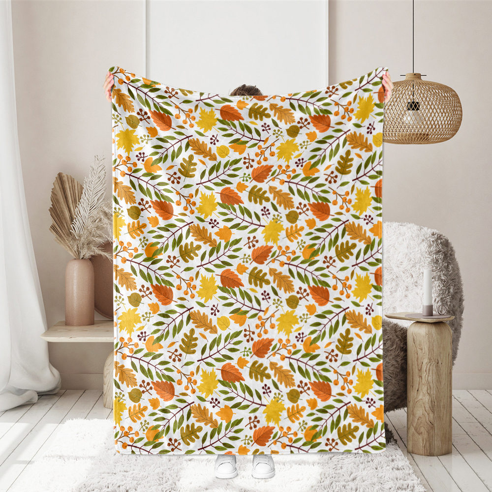 Throw Blanket – Golden Autumn Yellow Orange Leaves