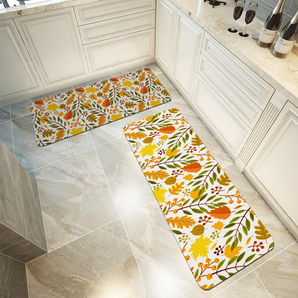 Kitchen Floor Mats – Golden Autumn Yellow Orange Leaves