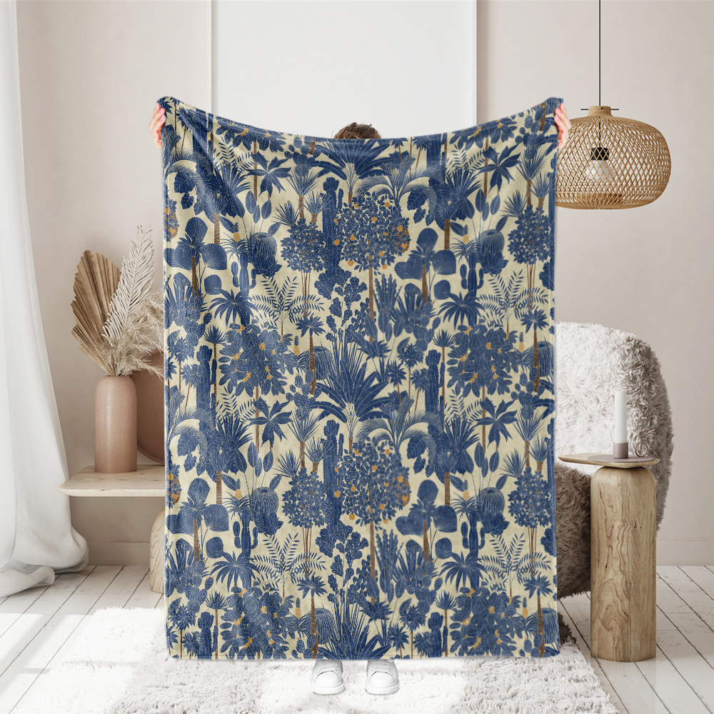 Throw Blanket – Retro Oasis Tropical Trees and Palms