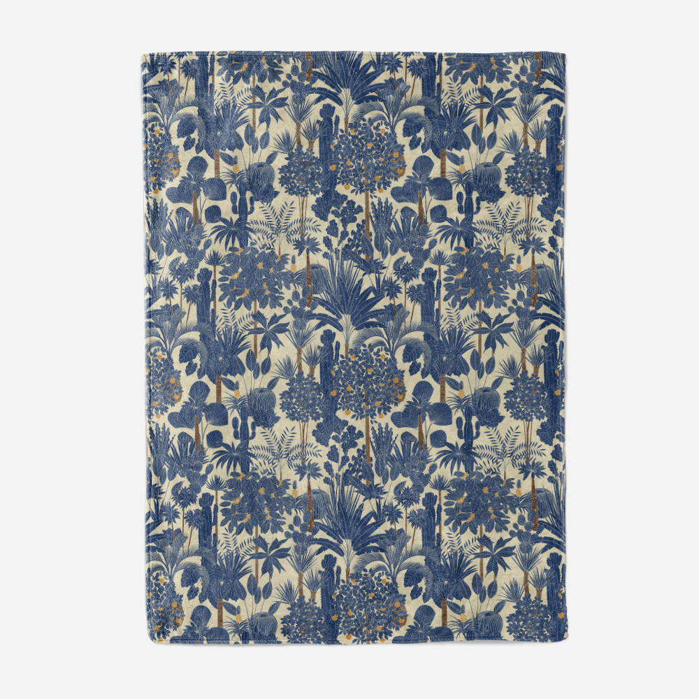 Throw Blanket – Retro Oasis Tropical Trees and Palms