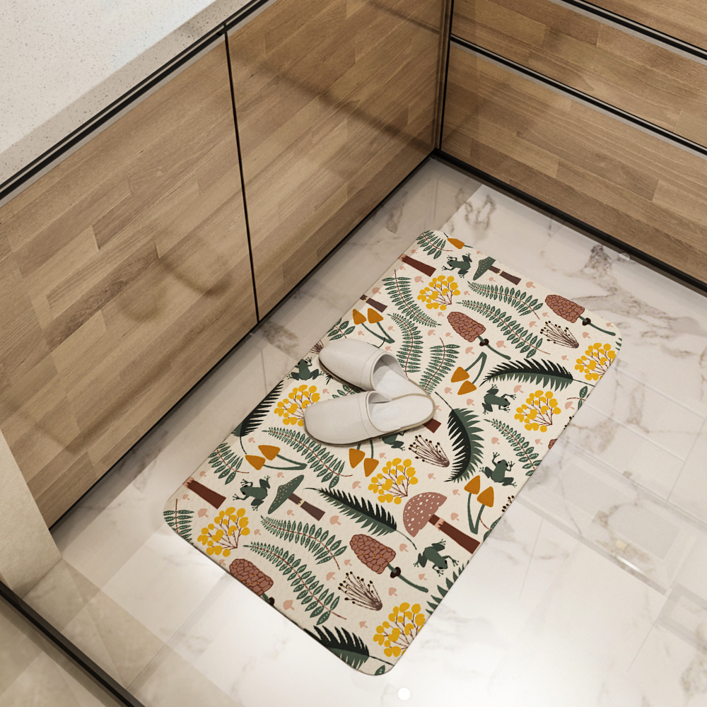 Kitchen Floor Mats – Forest Frog & Mushroom Woodland Print